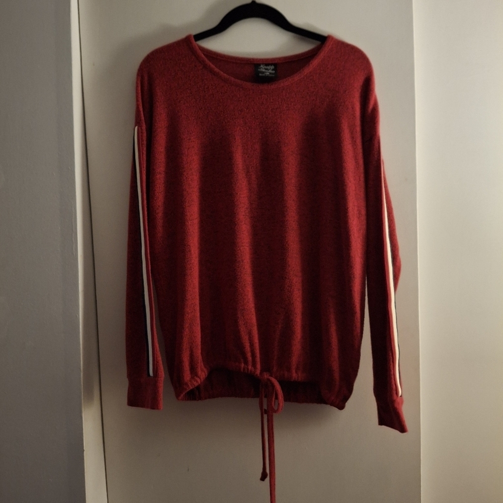 Knapp Studio Women's Red Sweater with Stripe Detail